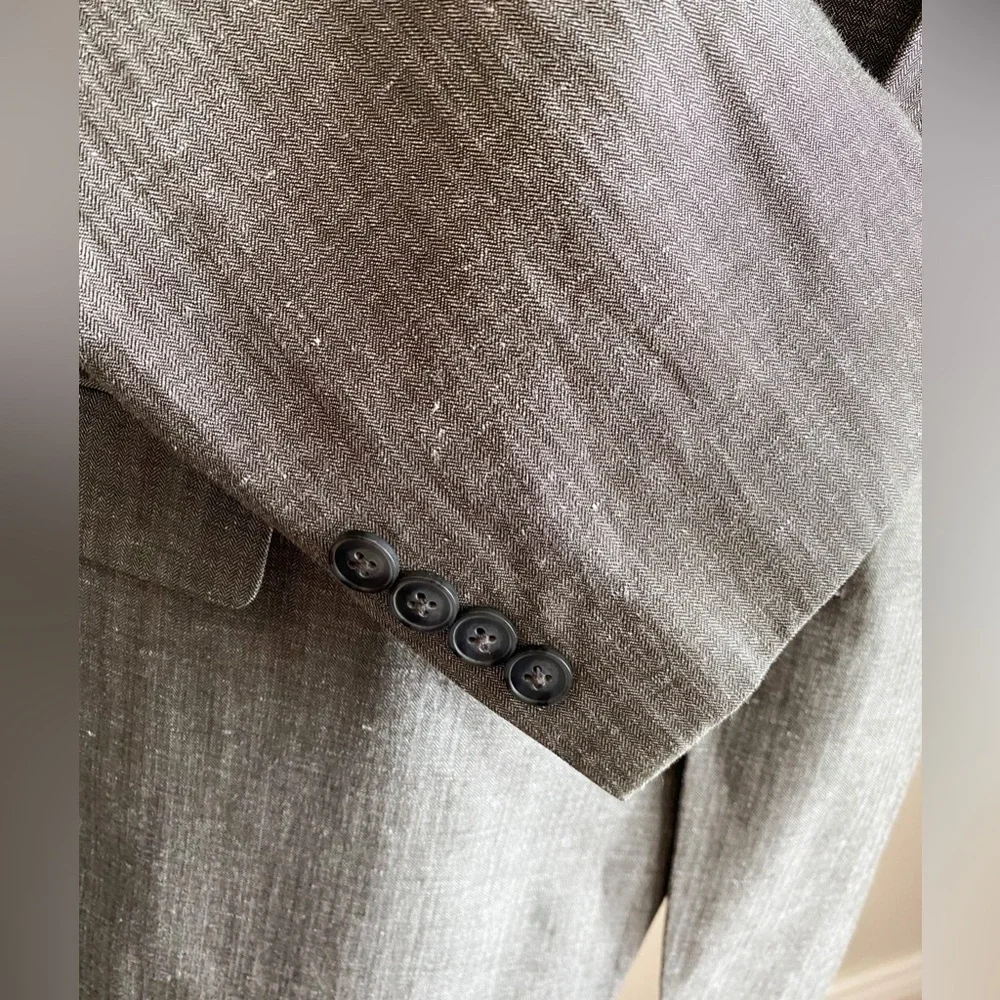 Calvin Klein Linen Wool Gray Men Blazer Sport Coat Suit Jacket 46R